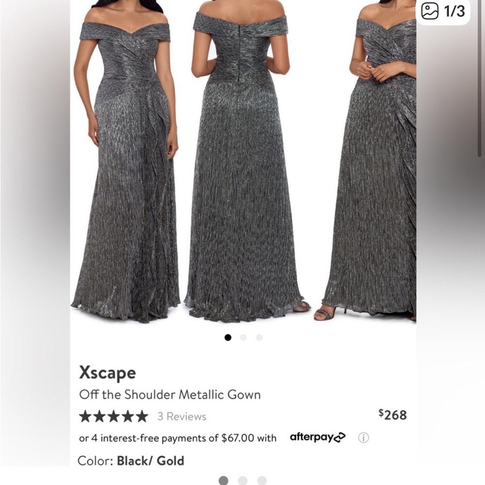 Xscape Metallic Silver Maxi Dress